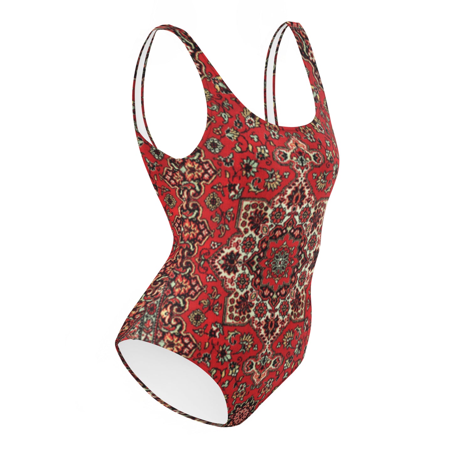 Red Medallion Persian Rug One-Piece Swimsuit