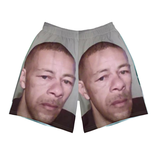 Your New Best Friend men's long athletic workout shorts with face of man (your new best friend shorts)